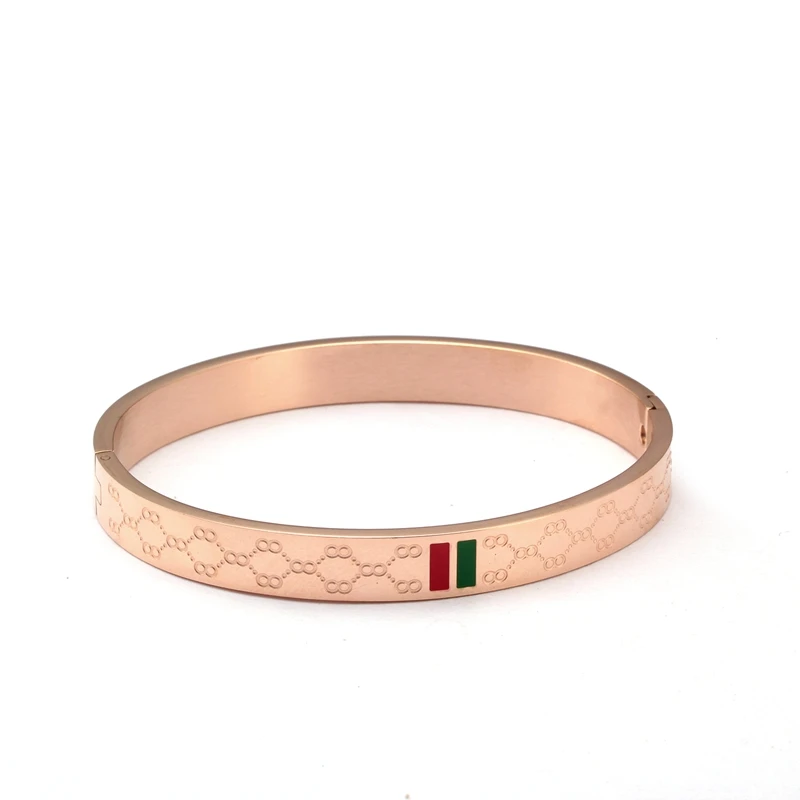 8mm rose gold Модные браслеты из нержавеющей стали, красные и зеленые браслеты-шармы, широкий браслет для женщин, ювелирные изделия для влюбленных - Окраска металла: 8mm rose gold