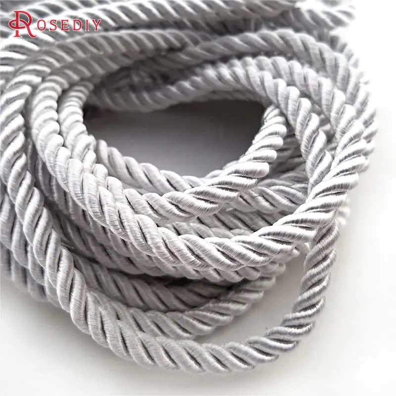 (29966)10 Meters 5mm Satin Polyester Cords Three strands of Rope Diy Jewelry Findings Accessories