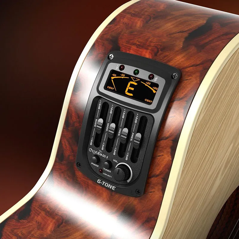 

Cherub GS-3 Acoustic Guitar Onboard Preamp 4-Band EQ Qualizer Built-in Chromatic Tuner Phase Reversal LCD Display Guitar Pickup