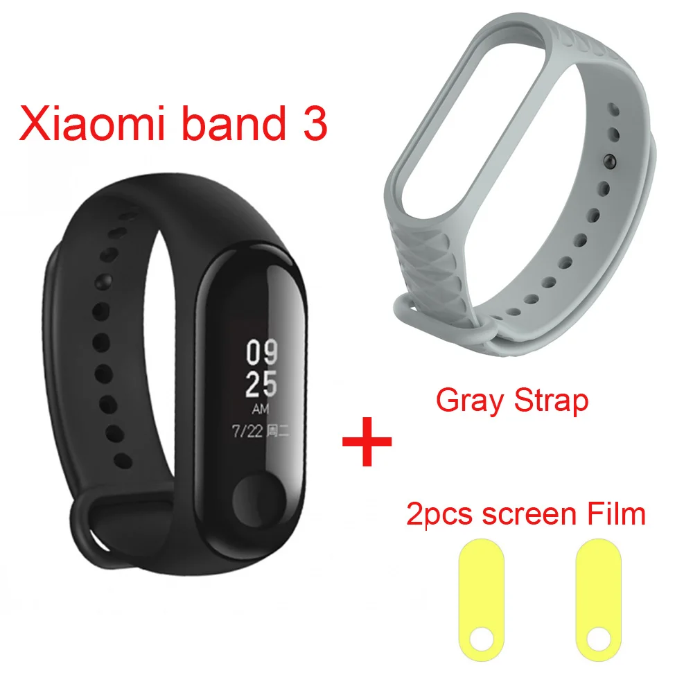 Xiaomi mi Band 3 0,78 дюймов OLED mi band 3 трекер сердечного ритма мгновенное сообщение 50 м водонепроницаемый АОН часы с вибрацией - Цвет: add gray stap