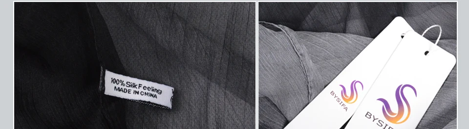 [BYSIFA] зимние женские шарфы брендовый однотонный длинный шелковый шарф с градиентом, шаль Bufandas, Серый Черный шейный шарф 190*160 см
