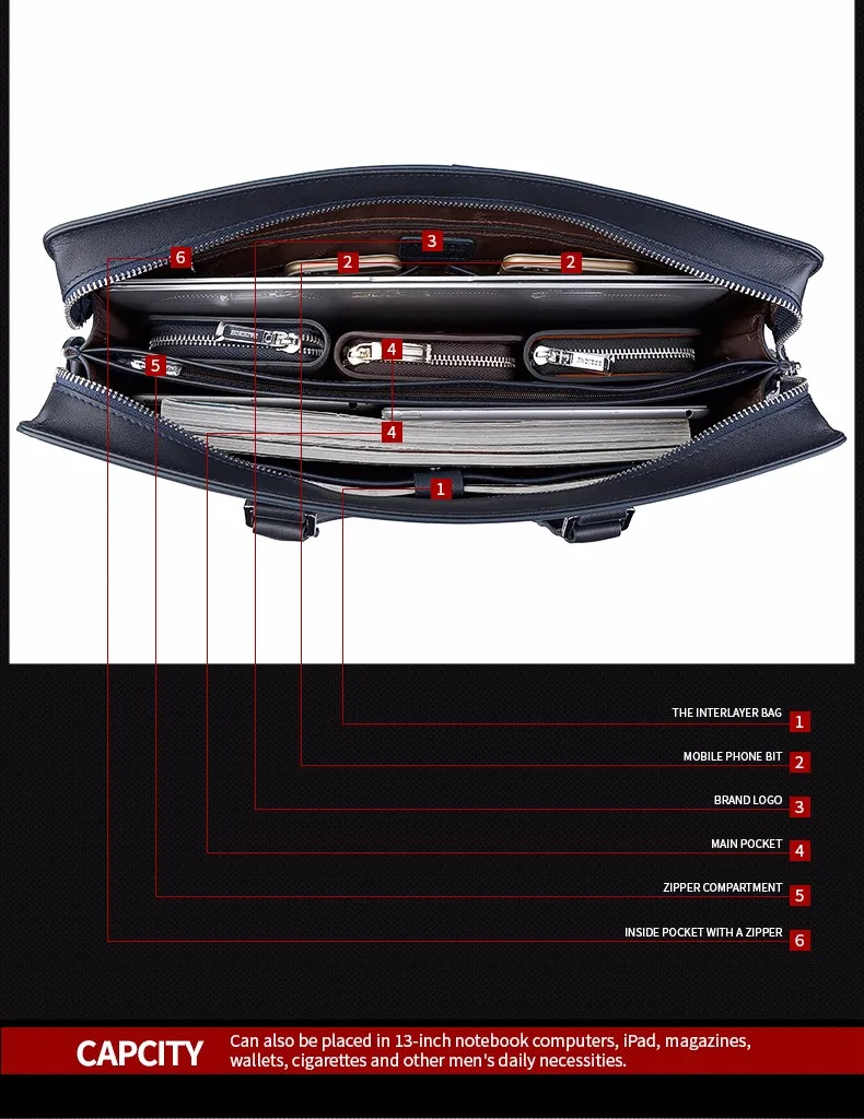 Padieoe Новое поступление Для мужчин Классические Разделение кожа Портфели Бизнес Высококачественная сумка-торба для 14-дюймового ноутбука для мужчин NB161143-1