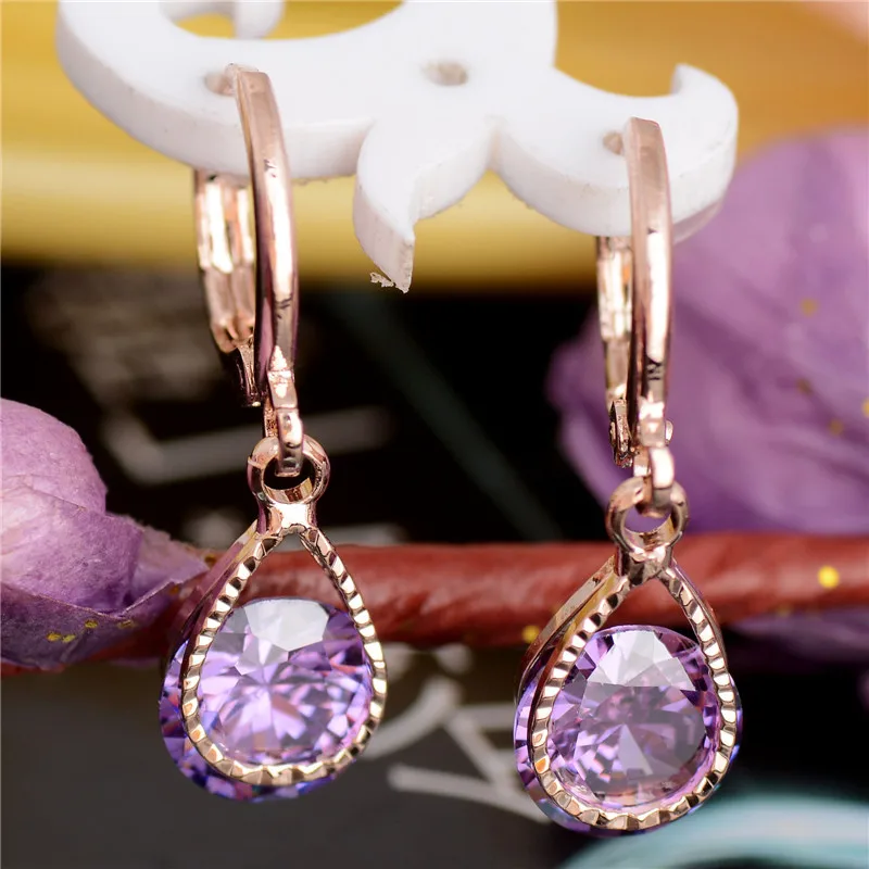 

Gold Filled 9 colors Around Shiny Cubic Zirconia Women's jewelry Drop Earrings D567/D568/D569/D571