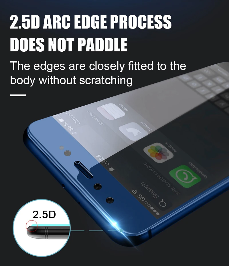 TOMKAS For Huawei Honor 9 Glass Screen Protector Frame Tempered Film Scratch Proof For Huawei P8 Lite 2017 Honor 9 8 Lite Glass