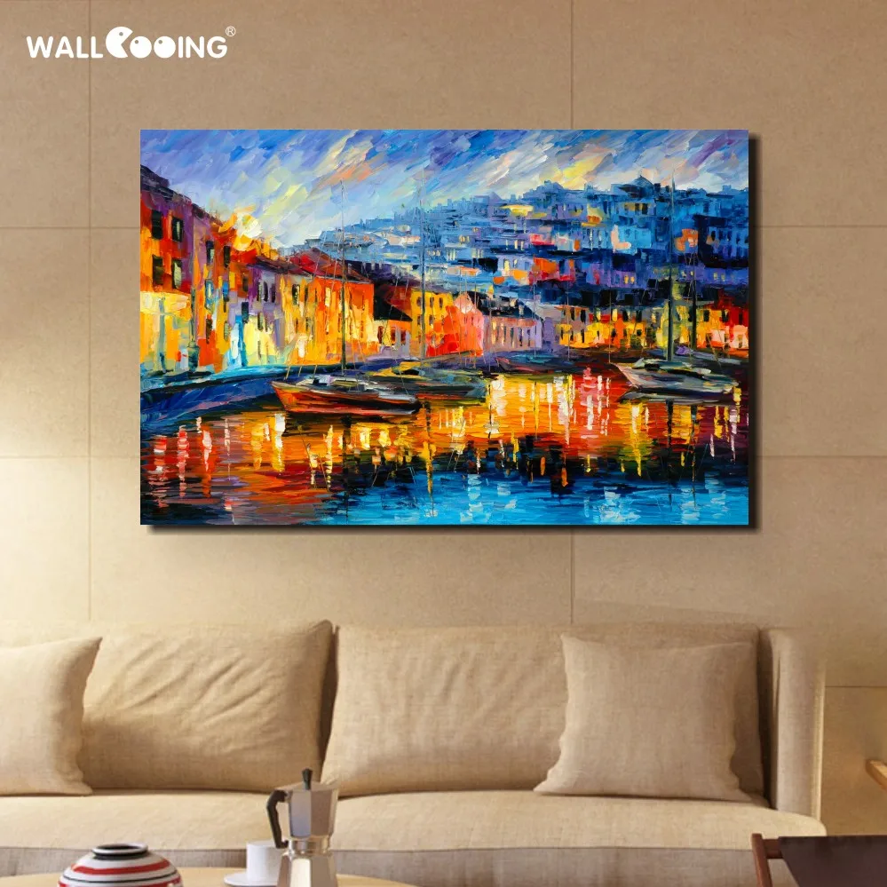 

100% hand-painted landscape oil painting venice on canvas abstract paintings Italy yellow wall art pictures for living room