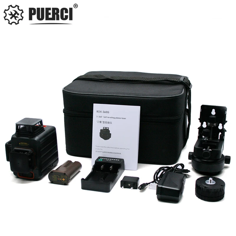 Лазерный уровень PUERCI 3D P12CG 12 линий батарея 5200 мАч Горизонтальные и вертикальные