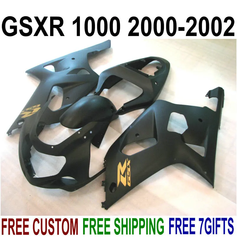 

Motorcycle ABS plastic fairing kit for suzuki gsxr1000 00 01 02 matte black fairings set GSXR 1000 2000 2001 2002 IV75