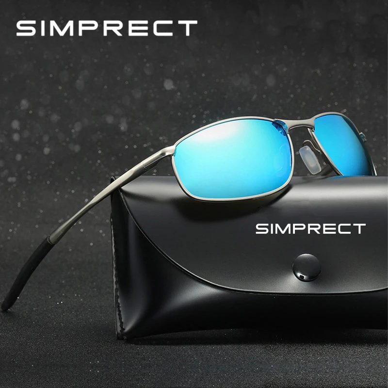 

SIMPRECT 2019 Polarizing Sunglasses Men Retro Rectangle Mirror Driving UV400 Sun Glasses Brand Designer Lunette De Soleil Homme