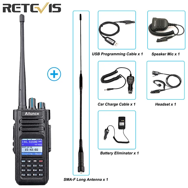 Retevis Ailunce HD1 двухдиапазонный DMR радио цифровая рация(gps) УКВ HF приемопередатчик любительский радио+ аксессуары