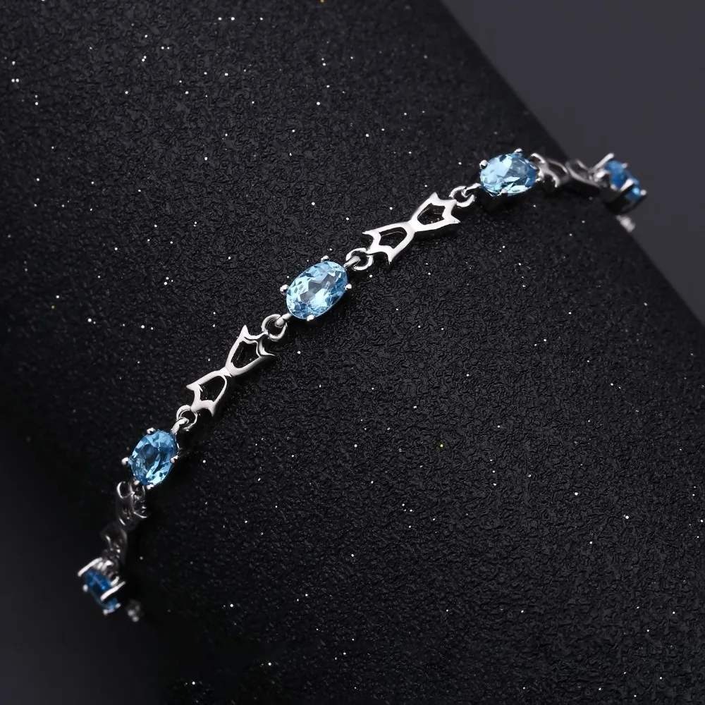 Natural Sky Blue Topaz Bracelets & Bangles For Women Adjustable Tennis  Bracelet Fine Jewelry - AliExpress