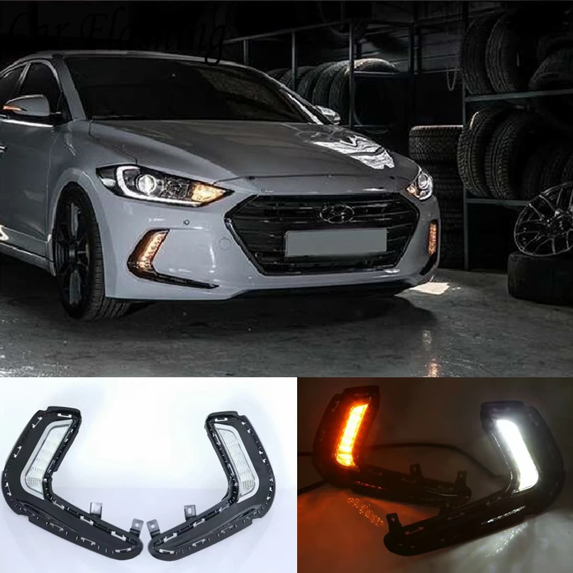 

CSGJMY 2PCS DRL for Hyundai Elantra 2016 2017 2018 Driving Daytime Running Light fog lamp Relay LED Daylight style free shipping