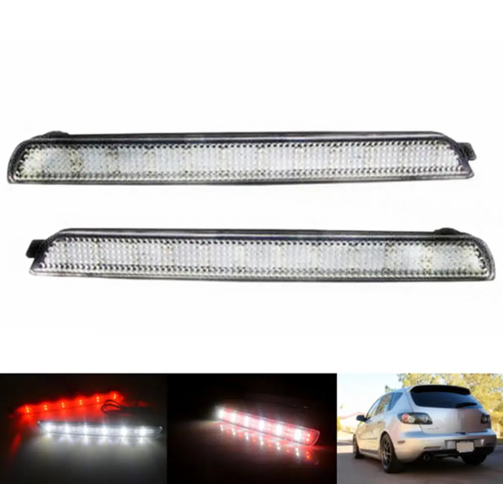

XYIVYG Red Lens Bumper Reflectors LED Backup Brake Reversing Taillight For Mazda3 04-09 Mazdaspeed3 Axela BK5P BKEP BK3P