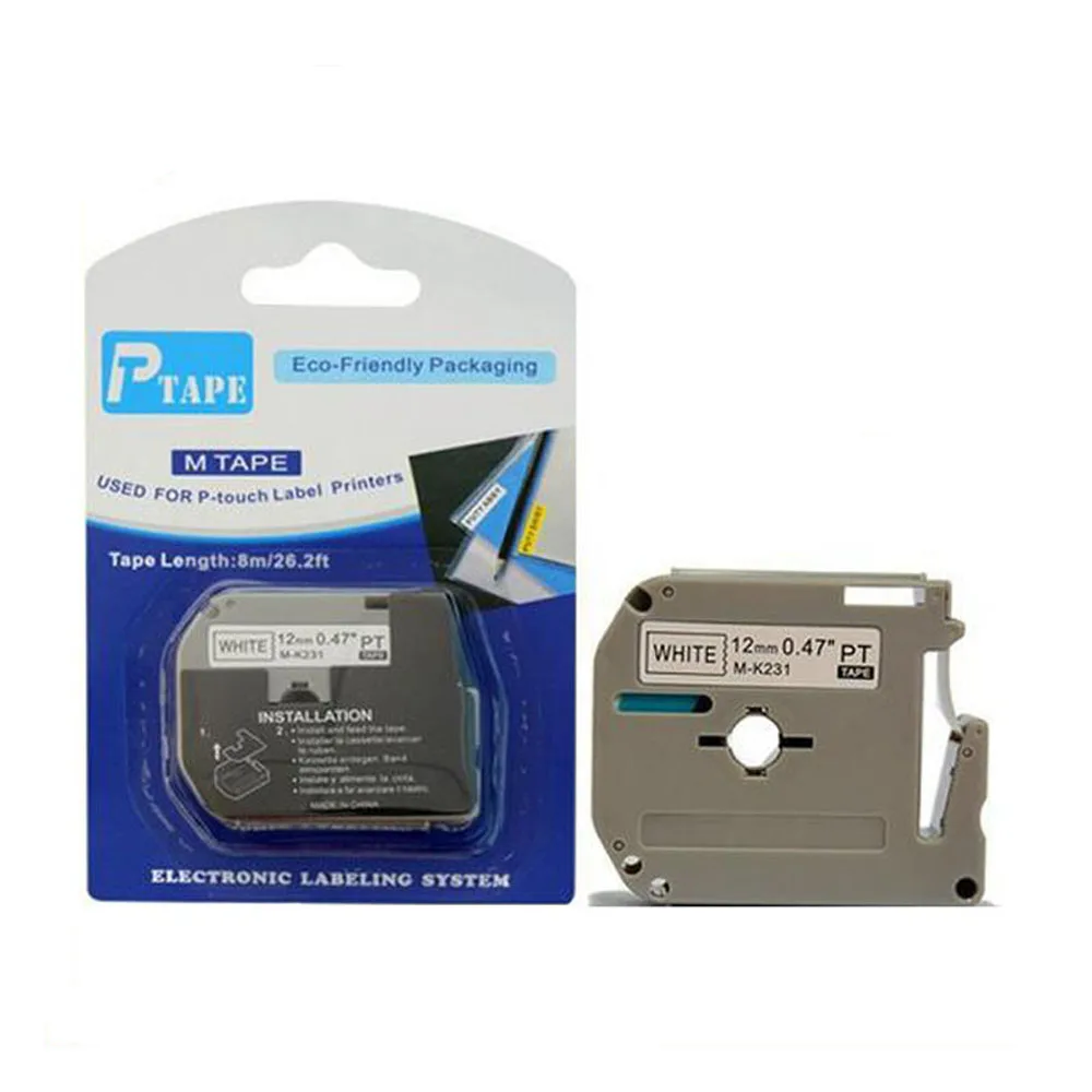 

10pcs Compatible Brother M label tapes cartridge M-K231 MK231 Mk 231 M K231 for p touch label printer pt-65 pt-70 etc