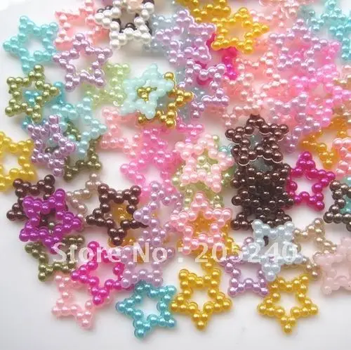 

Free shipping flat back pearl star for DIY decoration mixed colors(2000pcs/bag) about 13mm