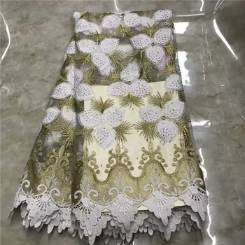 

African lace fabric Embroidered lace Rhinestones French tulle Guipure lace fabric for wedding dress 3L20D11-59