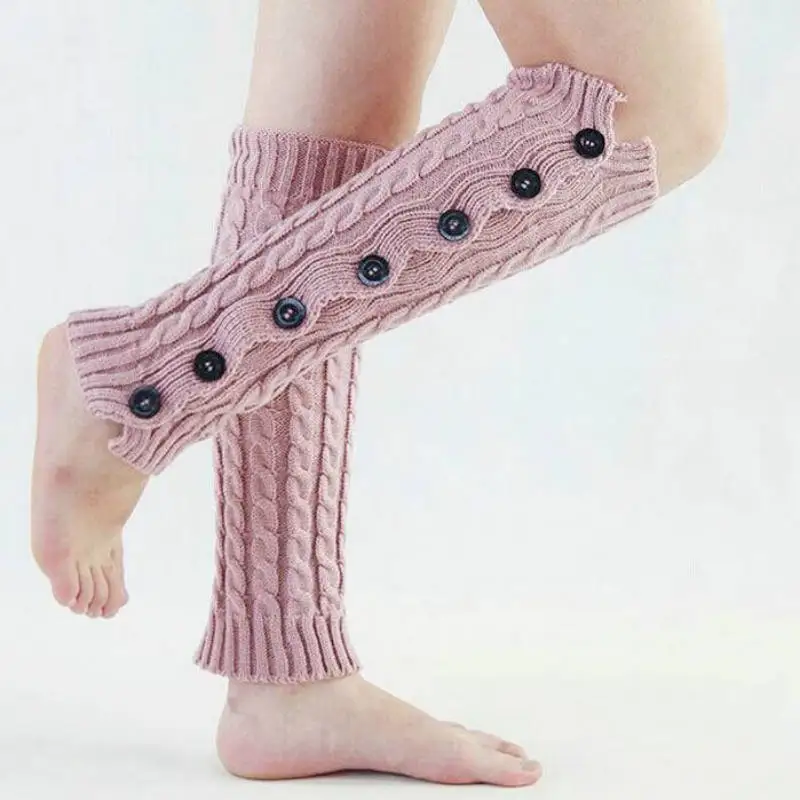 JapaneseKnittedLegWarmersLadiesButtonLooseStockingsWomens
