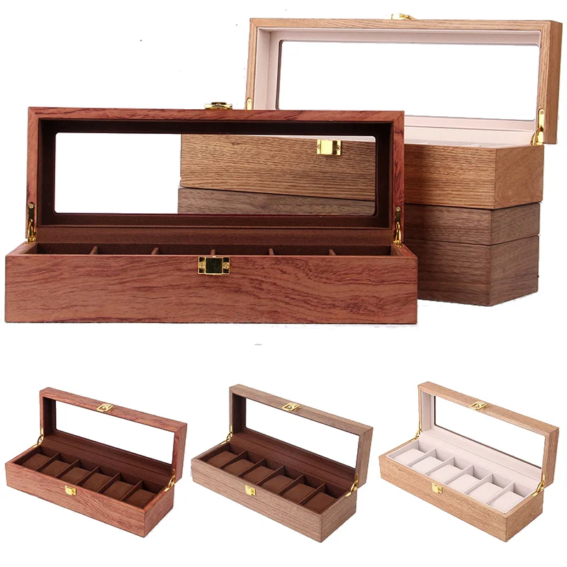 

6 Grids Handmade Wood Watch Box Wood Clock Box Watch Case Time Box for Watch Holding