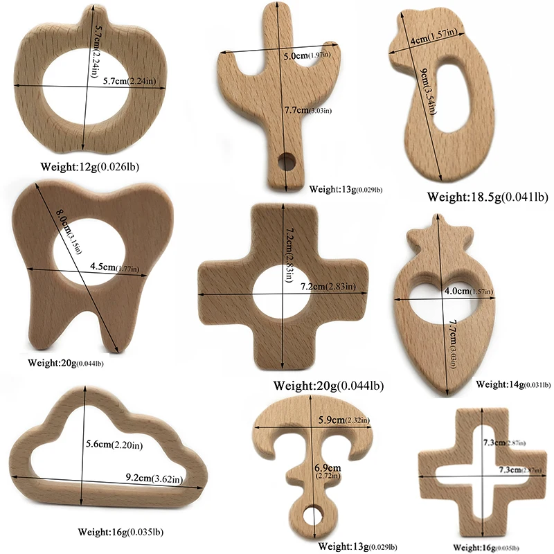 Деревянный Прорезыватель кольца натуральные зубцы из древесины игрушки для младенцев, деревянный Прорезыватель животных для малышей, Детские успокаивающие игрушки для облегчения боли