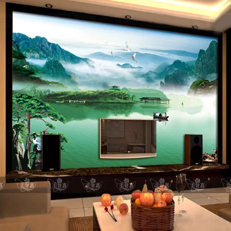 Custom Large Mural Landscapes Living Room Bedroom Tv Backdrop Of Chinese Television Wall 3d Wallpaper