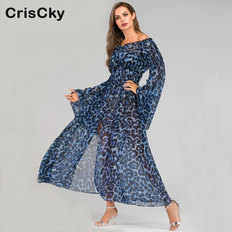 CRISCKY 2019 стильная женская обувь длинные платья Для женщин летние Слэш шеи оборки