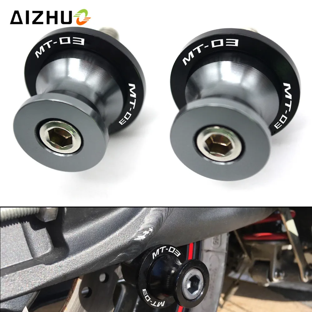 6mm Motorcycle Swingarm Slider Spools CNC Aluminum MT 03 Motor