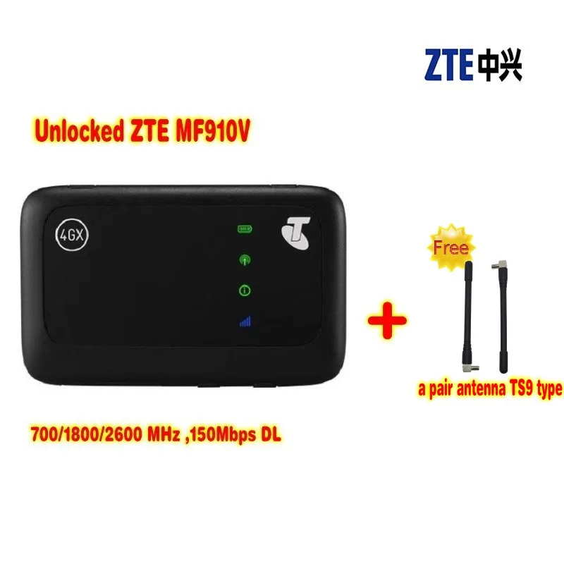  ZTE MF910V LTE MiFi Modem Router Plus 2pcs 4g antenna