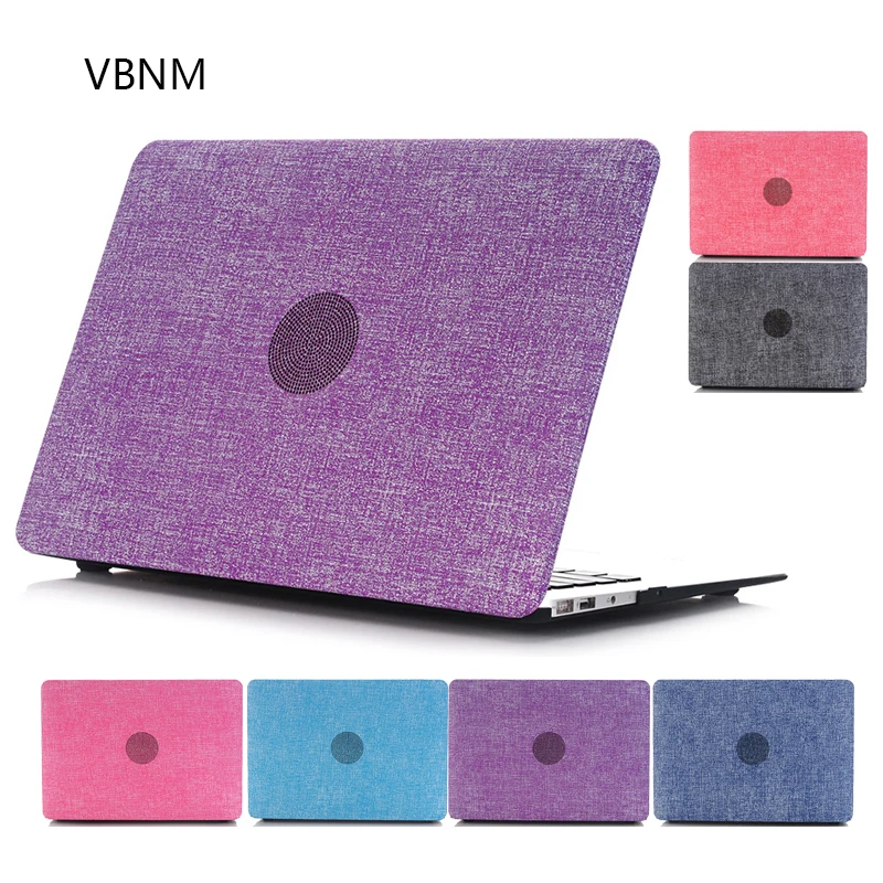 VBNM Denim Cloth Top+Hard Plastic Laptop Case for MacBook Air Pro