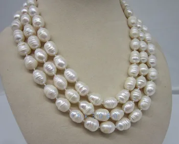 

9-10mm natural south sea white baroque pearl necklace 50"