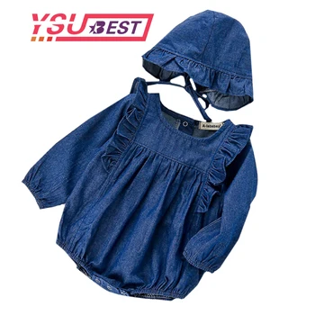 

Newborn Baby Girl Clothes +Hat 2Pcs Autumn 2020 Baby Rompers Ruffle Cotton Infant Jumpsuit Toddler Clothing With Princess Romper