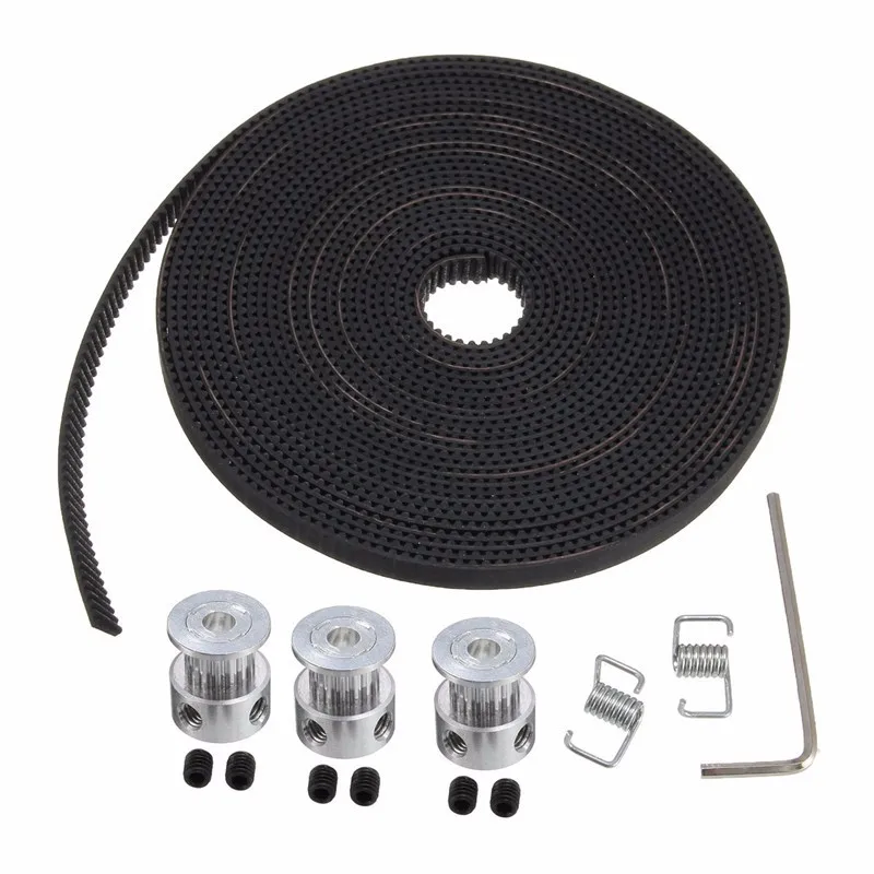 5m GT2 Timing Belt with 3pcs 5mm Bore Pulley and 2pcs Belt Locking