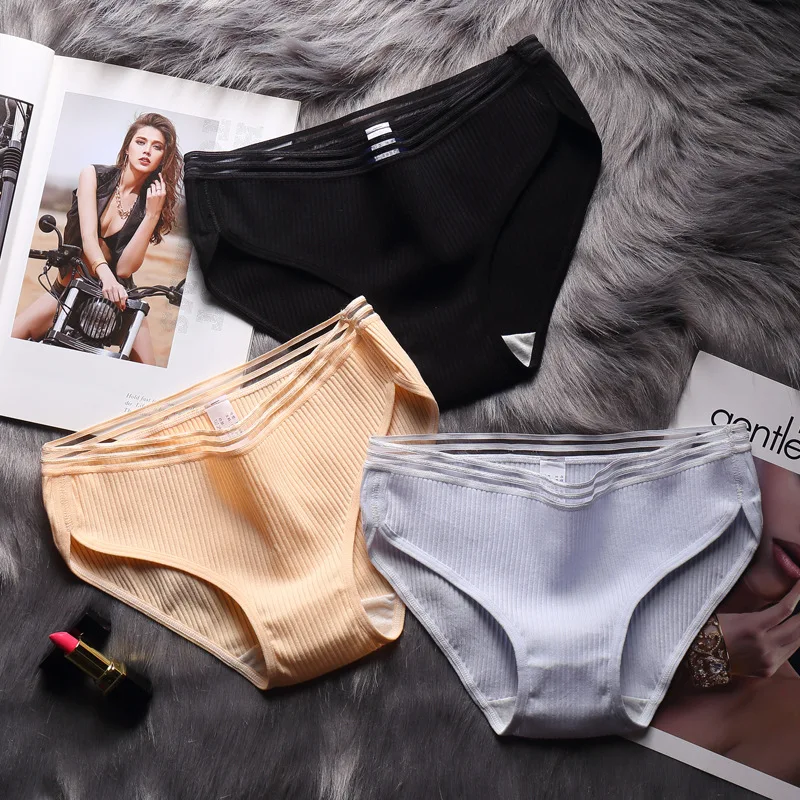 Famous Brand Women’s Cotton Panties Female Lace Edge Breathable Briefs