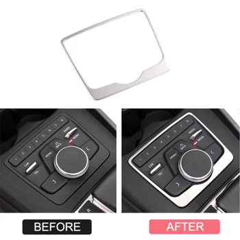 

JEAZEA Chrome Silver Stainless Steel Car Gear Shift Panel Cover Trim Frame Decorative For Audi A4 A4L 2017