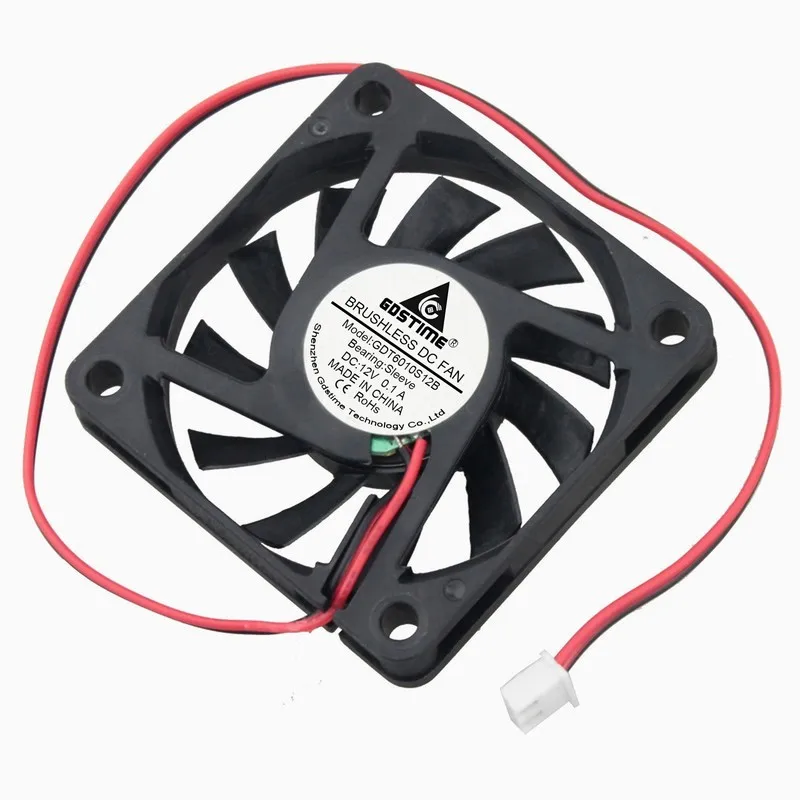 

Gdstime 1 pcs 60x60x10mm DC 12V 60mm x 10mm 6010 6cm 2Pin Brushless Computer Case Cooler Fan PC CPU Cooling Radiator