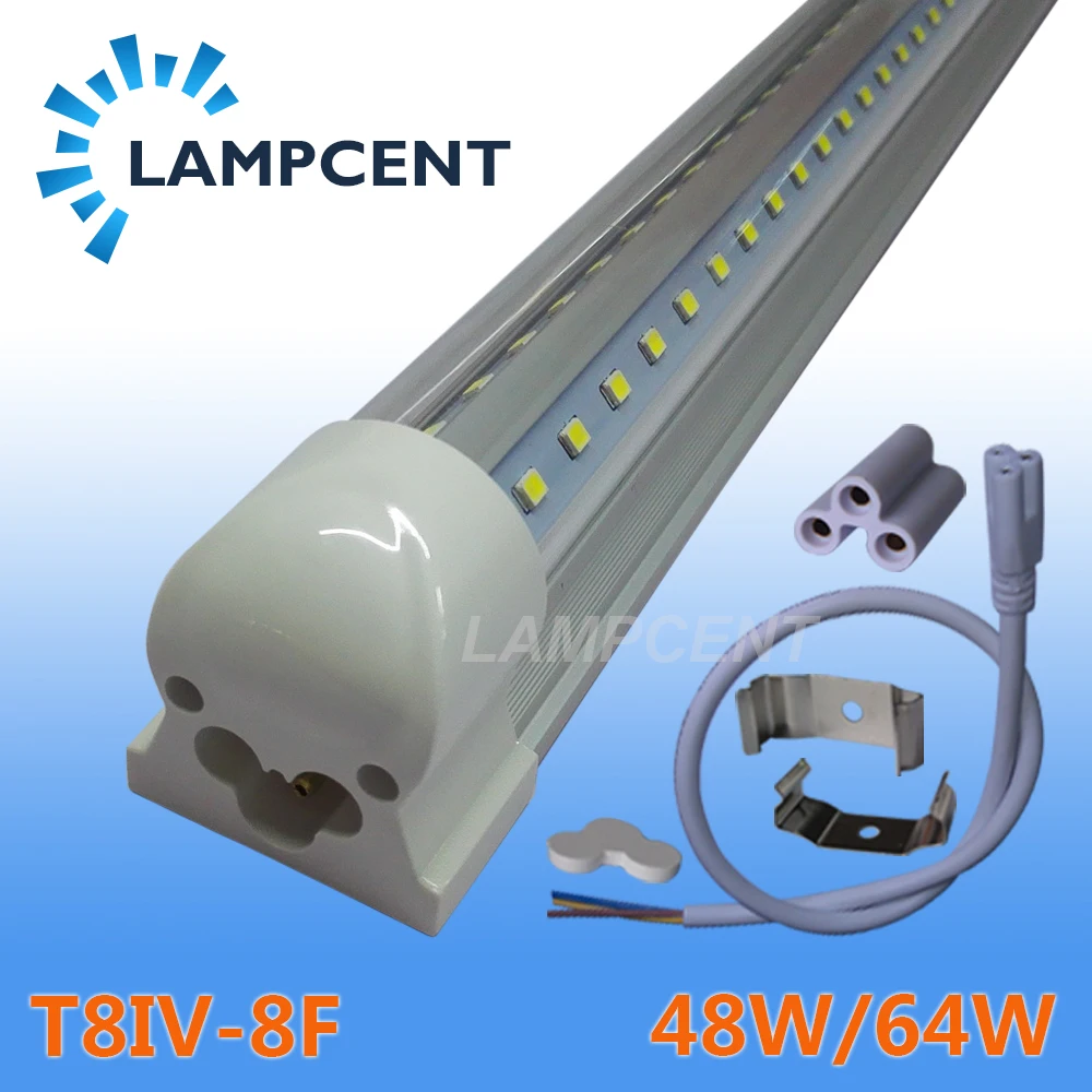 

V shaped LED Tube Lights T8 Integrated Fixture Linkable Bar Lamp Super Bright 8FT Bulb Light Dual LED Chip With Complete Fitting