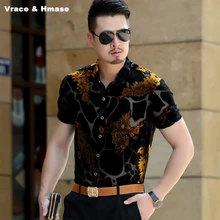 Высокое качество шелк Полые дышащие летние Новое поступление бутик Мужская рубашка корейский стиль Модная Повседневная рубашка с коротким рукавом M-3XL