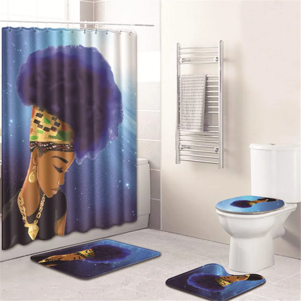 Занавески для душа s, красочные занавески для ванной комнаты, набор с ковриком, африканские аксессуары для ванной комнаты, санузел, домашний декор, 4 шт., F802