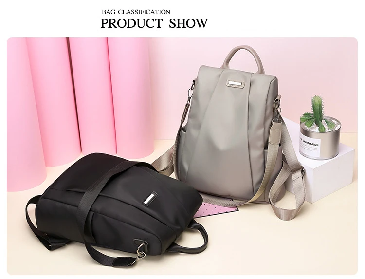 2018 oxford anti roubo mochila feminina preto