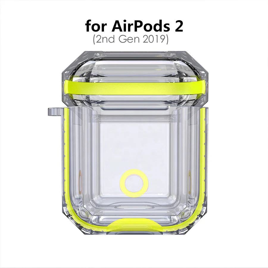 IQD для Apple AirPods чехол для зарядки 2nd Gen 1st прозрачный жесткий ТПУ Бампер защитный чехол кожа Прозрачный ударопрочный мягкий пластик - Цвет: (2nd Gen) Yellow