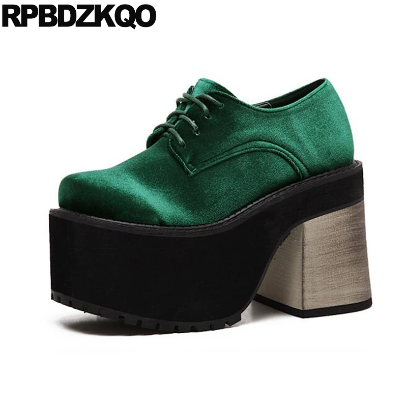 Extremo Terciopelo Tacones Altos Zapatos Verdes De La Plataforma Moda  Harajuku Gótico Ata Para Arriba Mujer Punk Nero Punta Redonda Enredaderas  Grueso Primavera Otoño China Nueva Moda China|platform shoes|velvet high  heelsround toe -