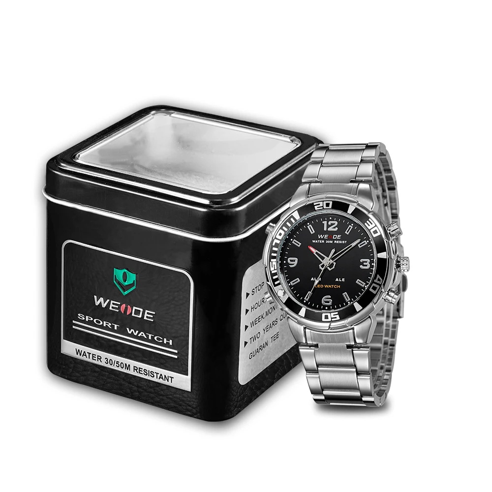 WEIDE Светодиодные Часы Мужские Наручные Водонепроницаемые Спортивные Полной