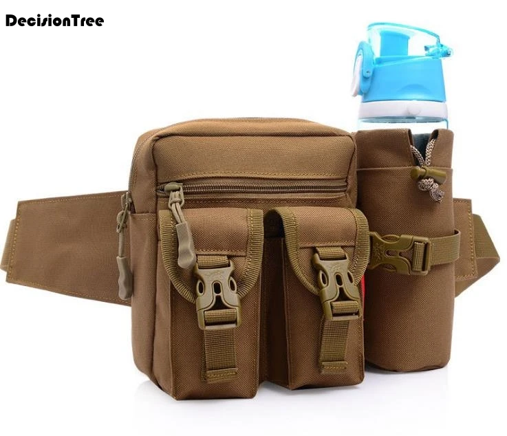 

2019 New Men Waist Bag Military Travel Water Bottle Fanny Waist Pack Bags 600D Nylon Belt Climb Bum Bag