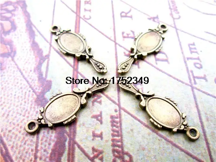 

30pcs--Mirror charms, Antique Bronze lacy Mirrors Charm Pendants 27x10mm