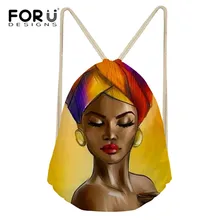 FORUDESIGNS/женские сумки на шнурке для детей, мини-сумка через плечо, женские черные дизайнерские пляжные сумки с принтом для девочек в африканском стиле