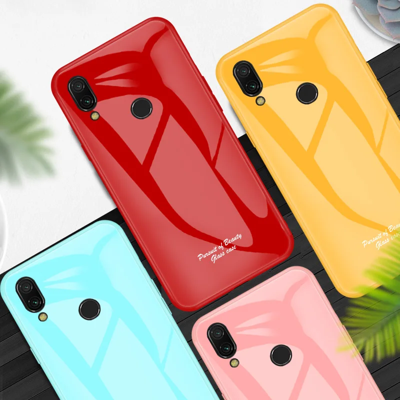 

Phone Case for Xiaomi Redmi Note 7 Case Cute Macaron Tempered Glass Shockproof Soft TPU Cover for Xiaomi Redmi 7 Note 7 Pro Case