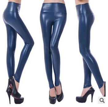 Леггинсы из искусственной кожи; узкие кожаные брюки с высокой талией; леггинсы с эффектом мокрой кожи; эластичные узкие брюки; roupa mujer; леггинсы; BG123 - Цвет: 1