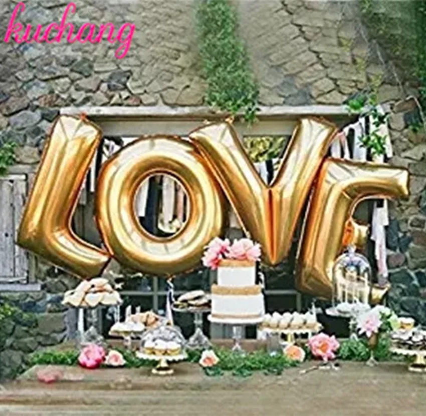 

Large 40 inches Letter Balloons Gold 26 Alphabet Foil Balloons Birthday Wedding Decoration Helium Balloon Party Supplies