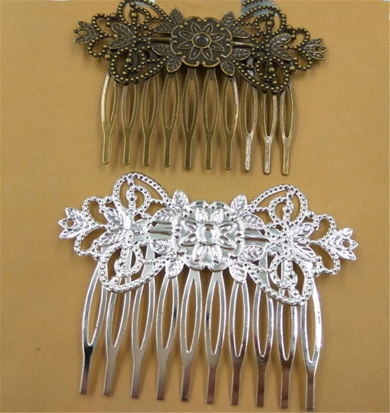10Pcs Flower Wedding Hair Pins Bridesmaid Antique Bronze Flower Bridal Clip Comb