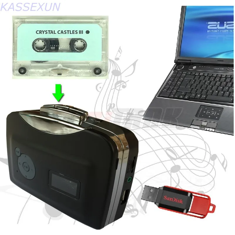 USB cassette to mp3 converter, capture audio to mp3 in USB Flash Disk directly from old walkman cassette tape,
