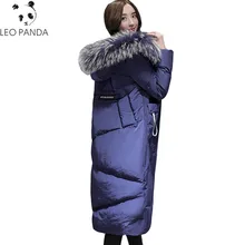 Новинка, женский пуховик, большой меховой воротник, зимняя парка, высокое качество, с капюшоном, длинная куртка, женская, толстая, теплая, белая, утиный пух, пальто