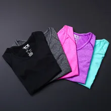 Женская Спортивная футболка для тренировок, сухой крой, для бега, йоги, топы, летняя женская спортивная одежда с круглым вырезом для женщин, для спортзала, короткий рукав, бесшовная